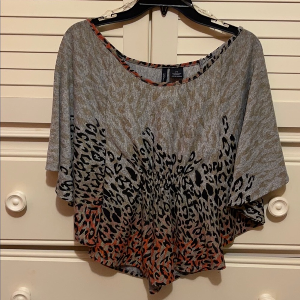 Gray with animal print sweater